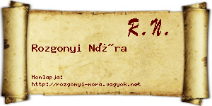 Rozgonyi Nóra névjegykártya